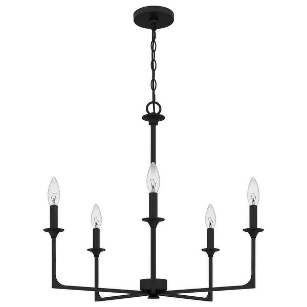 slide 2 of 7, Prescott Five Light Chandelier Matte Black
