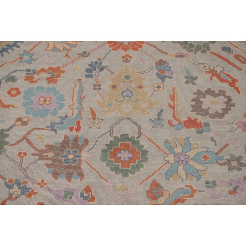 Oushak Area Rug Handmade Transitional Grey Wool Carpet - 7'10"x 9'11"