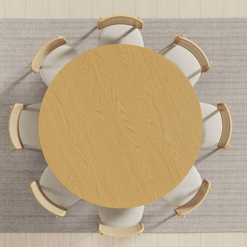 Solid Wood Round Dining Table Kitchen Table with Tabletop and Tapered Base for Living/Dining Room Coffee Office