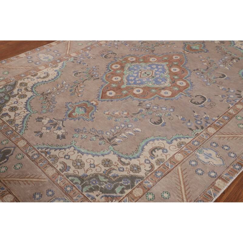 Overdyed Vintage Tabriz Persian Vintage Rug Hand-Knotted Wool Carpet - 6'5"x 9'1"