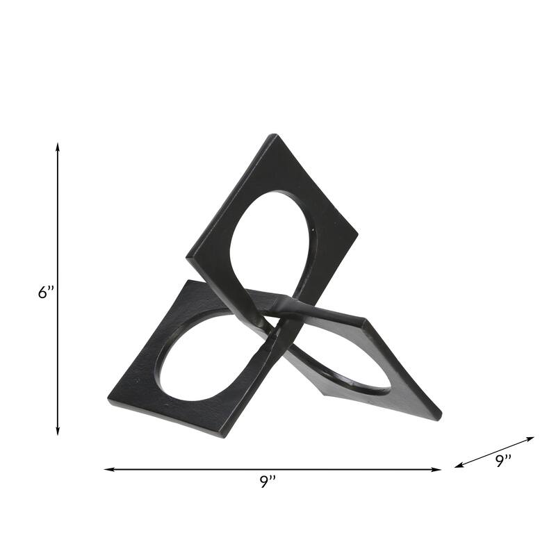 Sagebrook Home Modern 9" Metal Sculpture Decor Linked Square Design Abstract Style - 9" x 9" x 6"