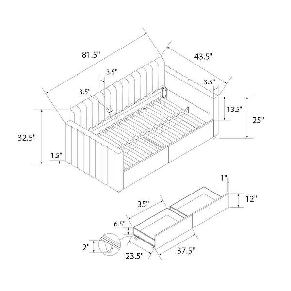 The Novogratz Brittany Twin Daybed with Storage Drawers Bed Bath