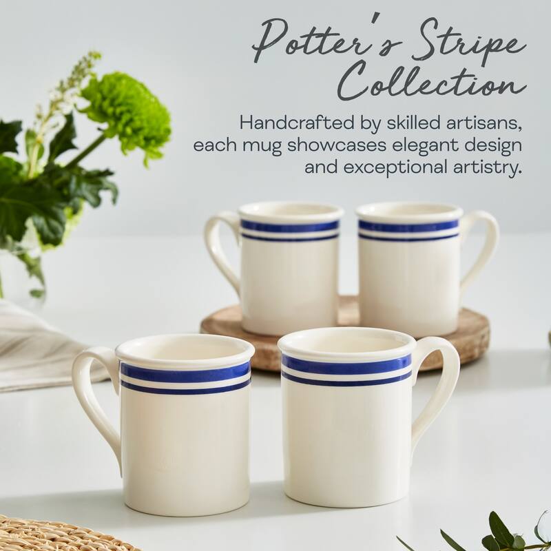 Portmeirion Set of 4 Potters Stripe Breakfast Mugs - 9 oz