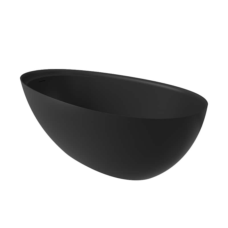 67" Solid Surface Freestanding Bathtub in Matte White/Black/Grey