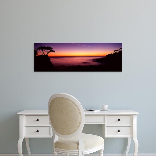 Easy Art Prints Panoramic Images's 'Silhouette of lone cypress tree on a cliff, 17