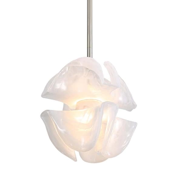 slide 2 of 4, Golden Lighting 9608-2P Glacier 14" Wide Pendant Polished Nickel