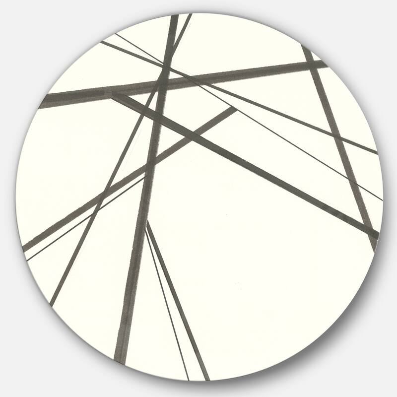Designart 'minimalist black and white III' Geometric Metal Circle Wall