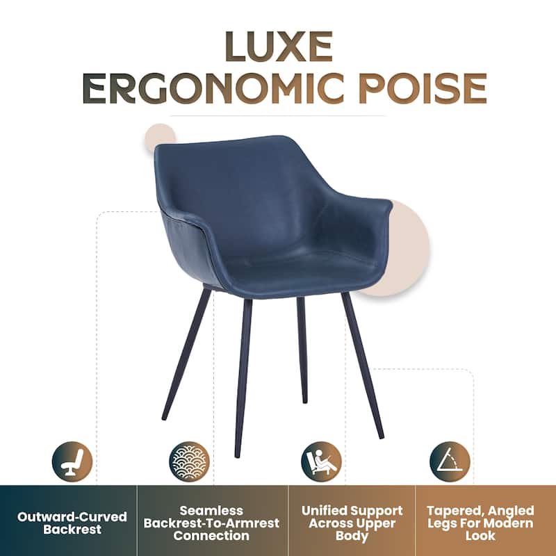 Markley Mid-Century Modern Vegan Leather Dining Chair - Waterproof Kitchen Side Chair with Matte Black Metal Legs