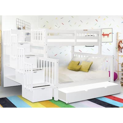 Taylor & Olive Trillium Twin over Full Stairway Bunk Bed, Twin Trundle