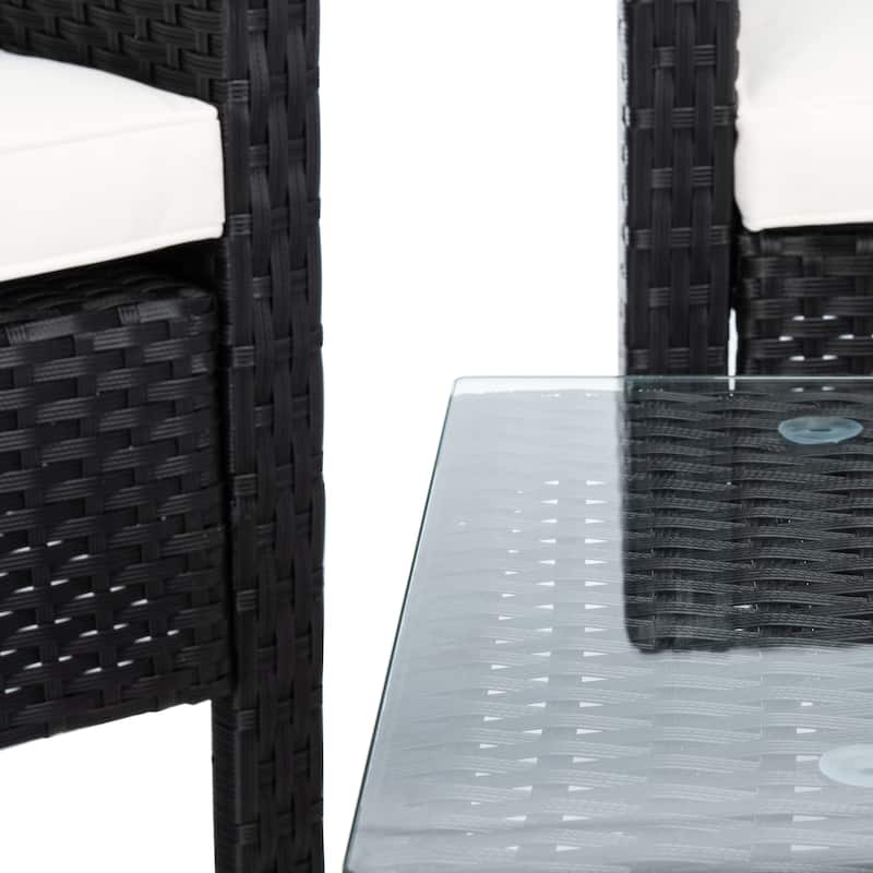 SAFAVIEH Outdoor Aboka Wicker/ Steel 4-piece Patio Conversation Set