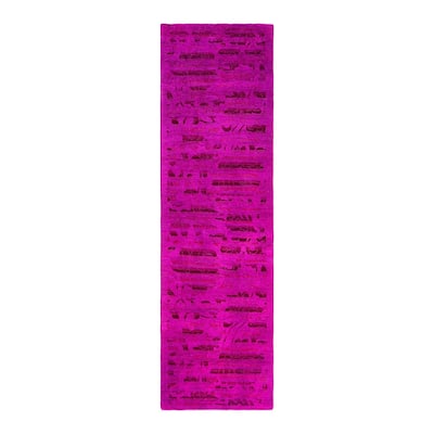 Vibrance One-of-a-Kind Hand-Knotted Runner Rug - Pink, 3' 0" x 10' 0" - 3' 0" x 10' 0"