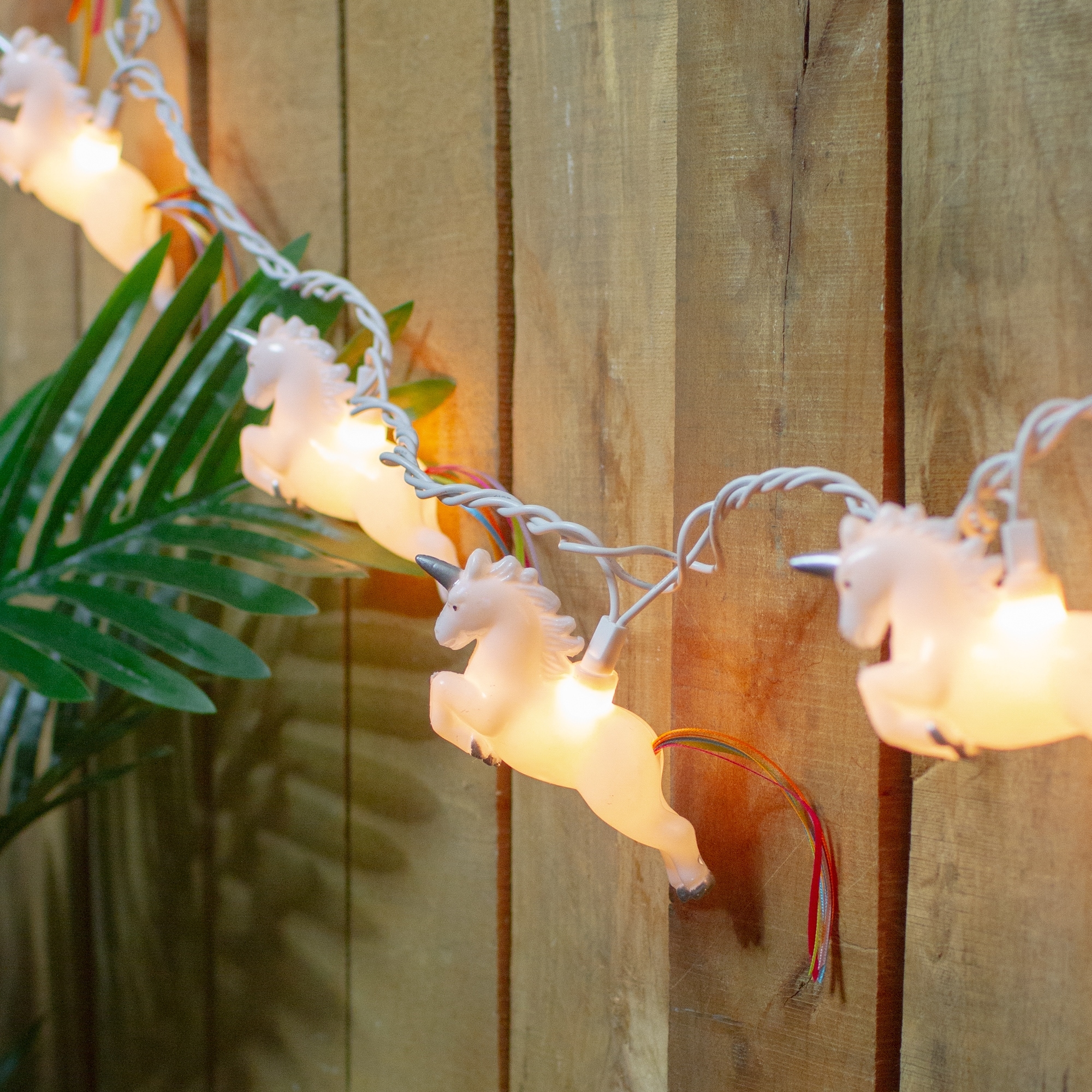 Unicorn with Ribbon Tail Indoor Outdoor Patio Light Set - 6' White Wire - 10ct