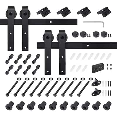 Sliding Barn Door Hardware Kit for Double Door -Track Length 150" - 150