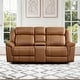 preview thumbnail 4 of 82, Spruce & Spring Genuine Leather Power Reclining Sofa with Optional Console & Flip-Down Table 2PC+Console - Saddle