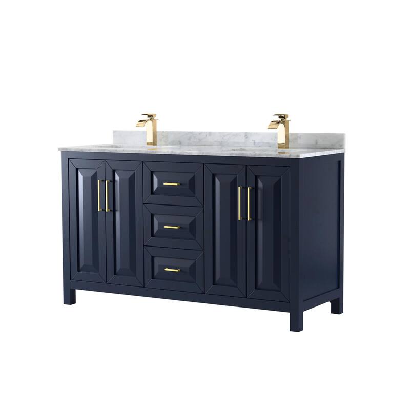 Wyndham Collection Daria 60" Free Standing Double Vanity Set with MDF - Dark Blue - Painted