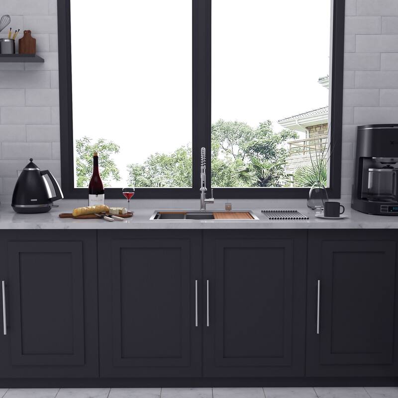 Drop-in Single Bowl Stainless Steel Kitchen Sink with Workstation