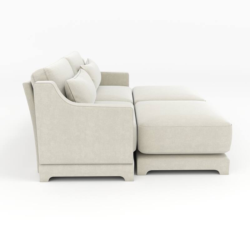 73.2" Chenille 2-Seater Sofa with Ottoman, 2 Pillows & Solid Wood Frame