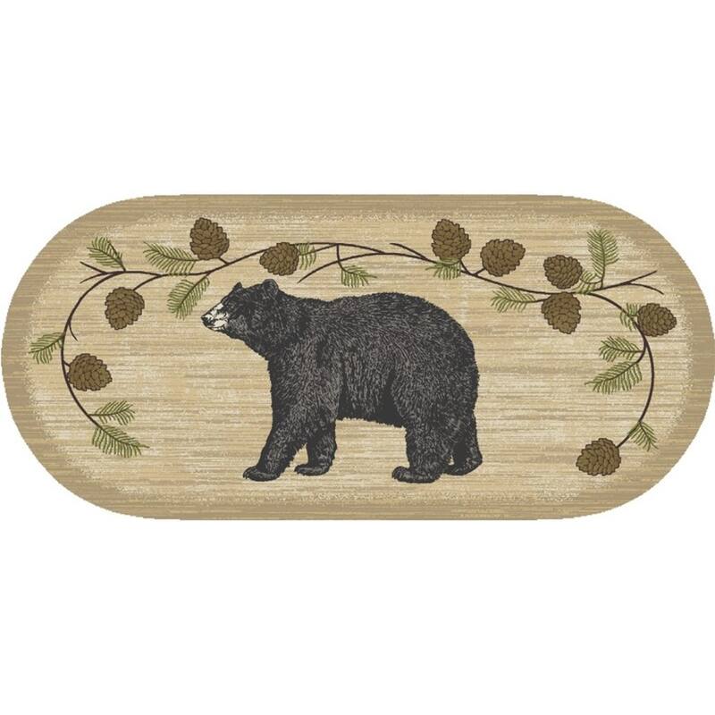 Cozy Cabin Bear Sighting Nylon Washable Accent Rug - 20"x44" - 20"x44"