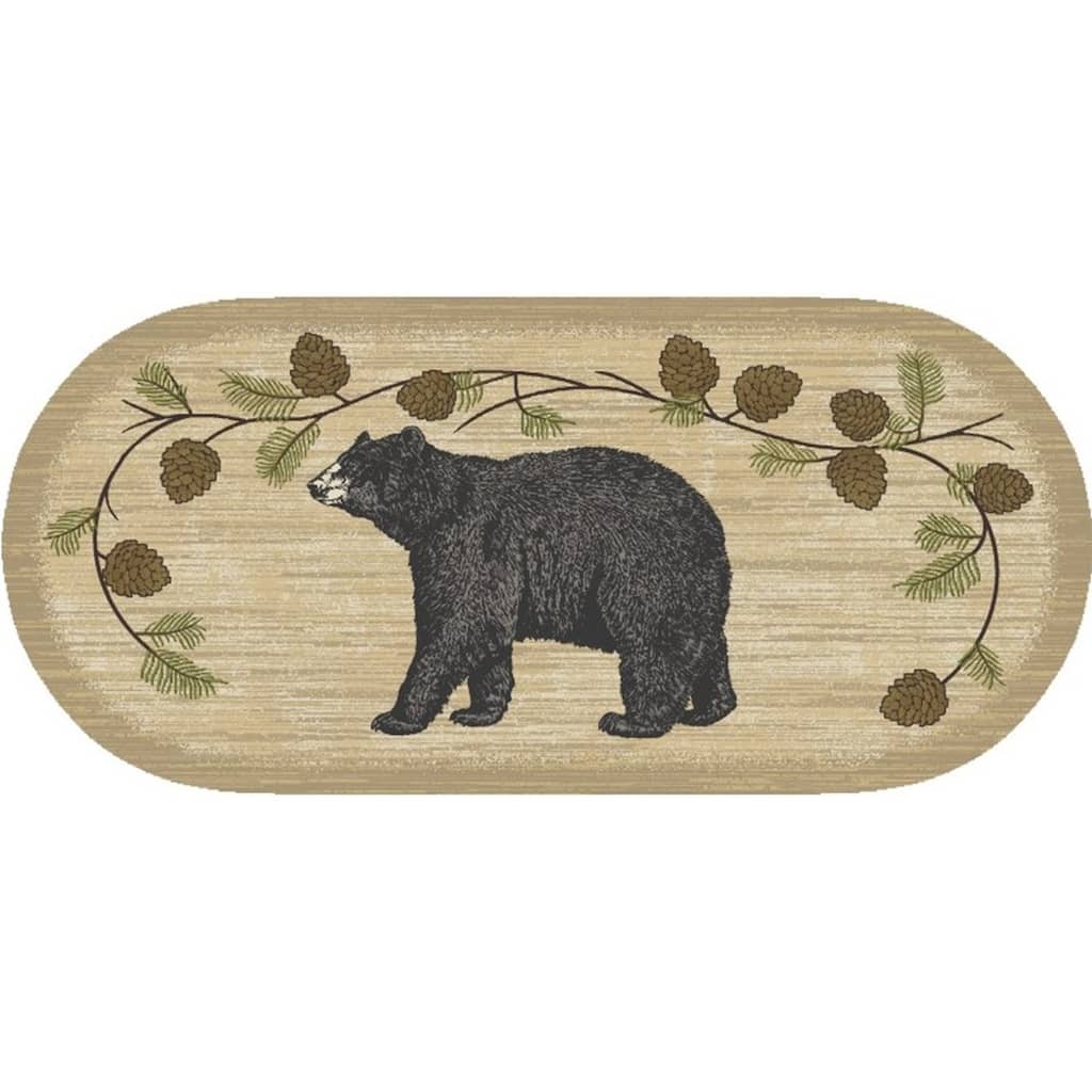 Cozy Cabin Bear Sighting Nylon Washable Accent Rug - 20"x44"
