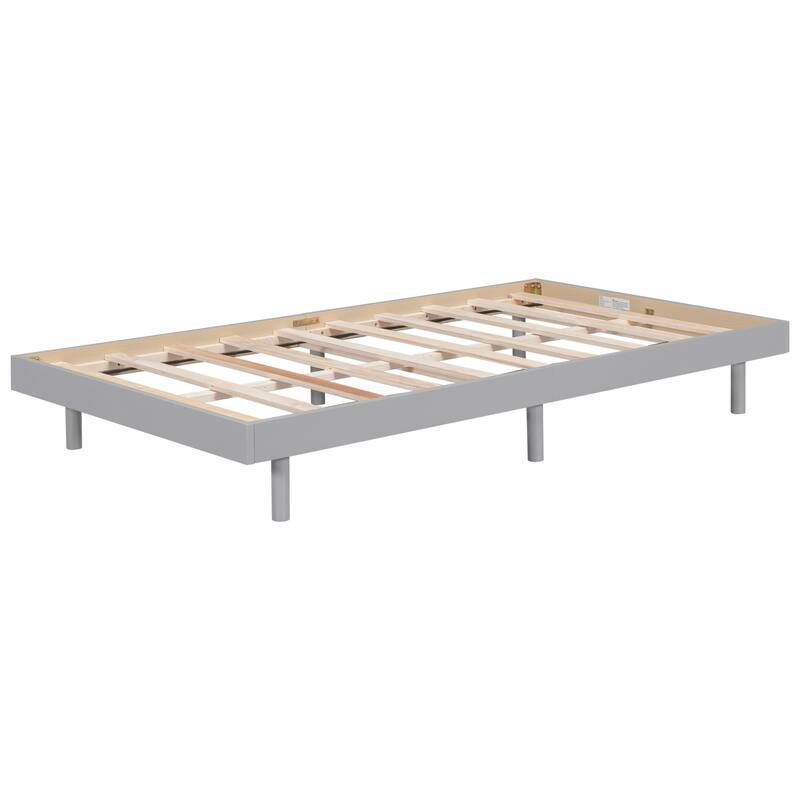 Modern Twin Size Floating Platform Bed Frame in Grey