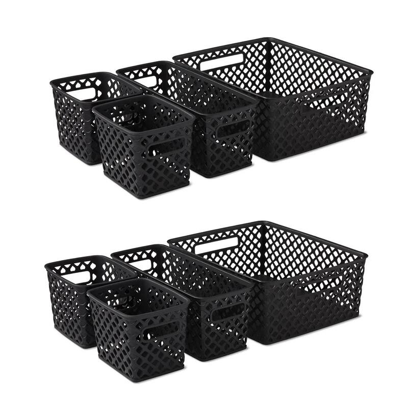 4 PCS Decorative Basket Set, Black, 2 Pack