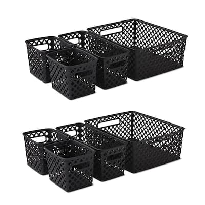 4 PCS Decorative Basket Set, Black, 2 Pack