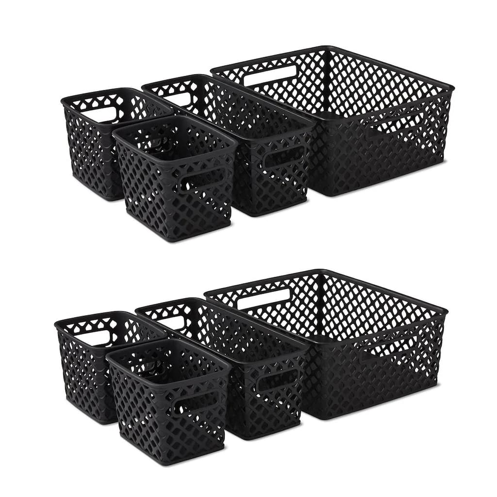 4 PCS Decorative Basket Set, Black, 2 Pack
