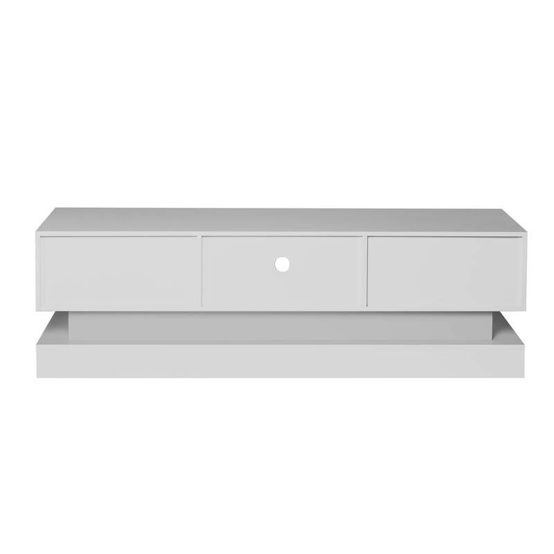 51.18" TV Stand with 2 Large Storage Drawer and LED Lights for TVs Up to 65"