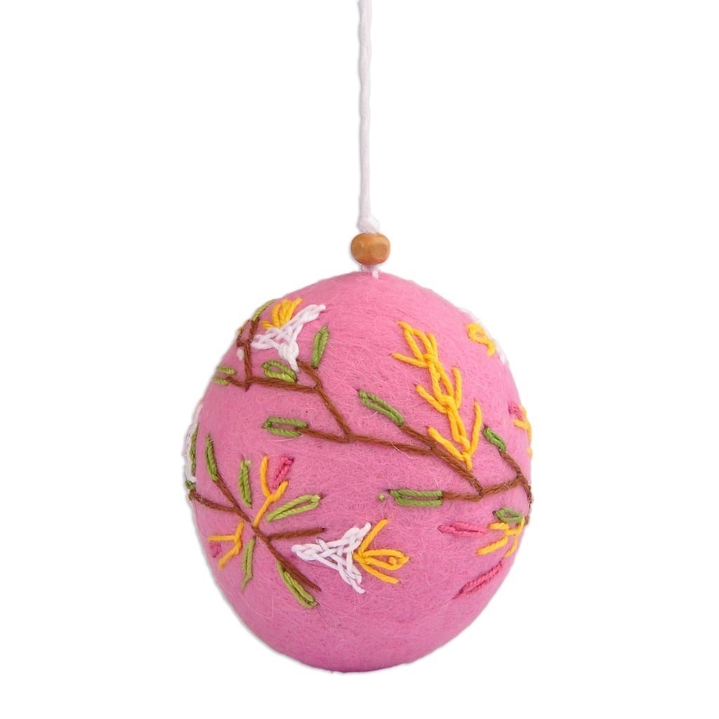 Novica Handmade Marash Spring Embroidered Wool Felt Ornament
