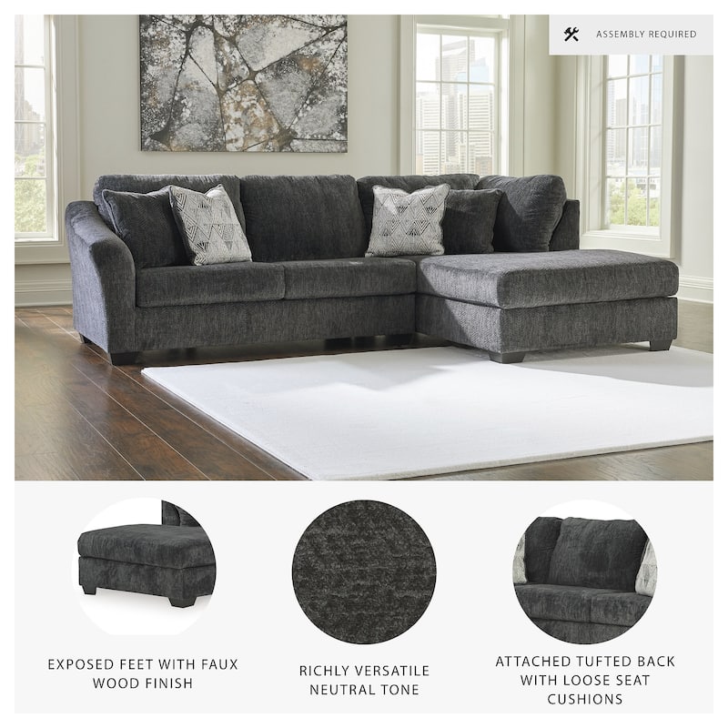 Signature Design by Ashley Biddeford Ebony 2-Piece Sectional with Chaise - 120"W x 75"D x 40"H