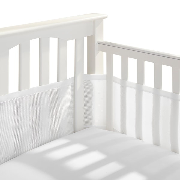 slide 2 of 23, BreathableBaby Breathable Mesh Liner for Full-Size Cribs, Classic 3mm Mesh (Size 4FS Covers 3 or 4 Sides) White.