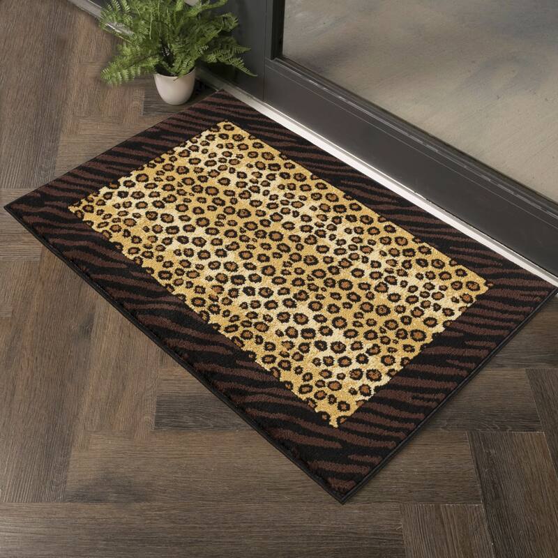 Multi 2 ft. x 3 ft. Animal Print Luxury Area Rug, 0.43 Pile Height – Sophisticated Warmth for Any Room - 6' x 7' - Straw Stripe