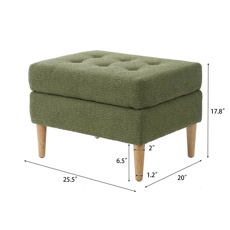 Christopher Knight Home- Modern Mid-Century Upholstered Tufted Ottoman with Solid Wood Legs & Versatile Use