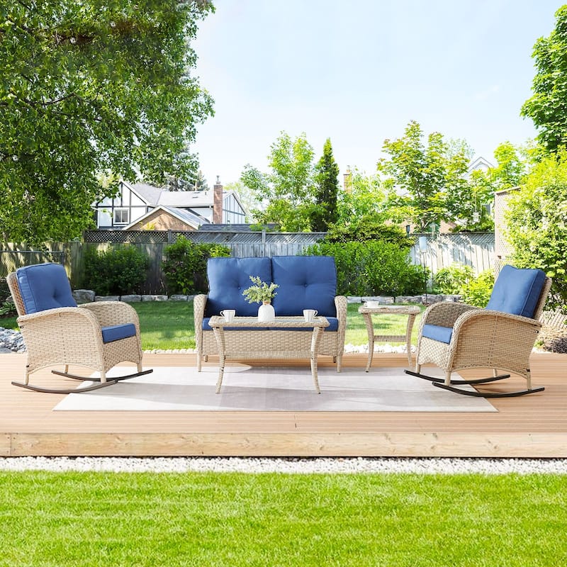 Gymojoy Outdoor Wicker Patio Furniture Loveseat and Chair Set