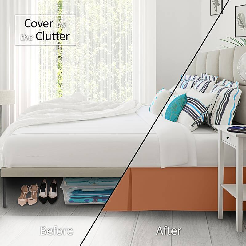 Clara Clark Pleated Bed Skirt-14 inch Tailored Drop - Soft Double Brushed Premium Microfiber Ruffle Bed Skirt - Includes 8 Pins