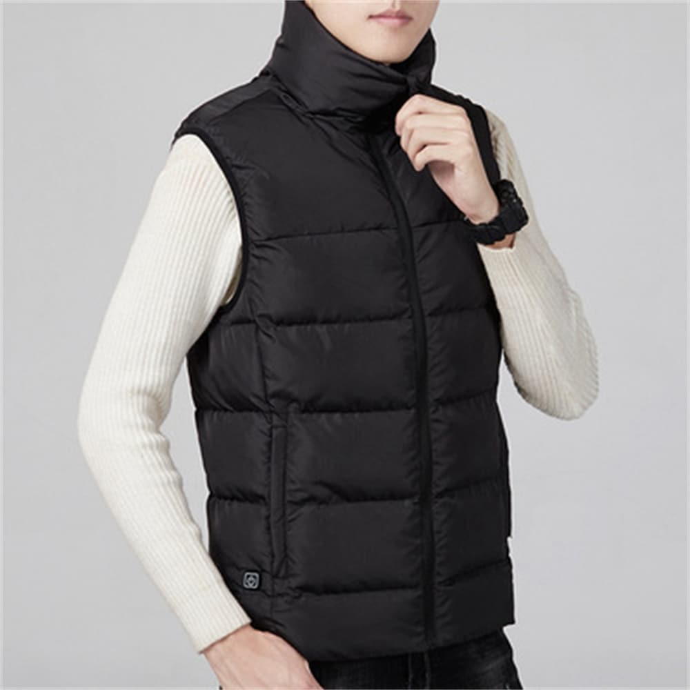 ATGTAOS Men/'s Down Cotton Vest Solid Color Stand Collar Thicken Warm Sleeveless Jacket