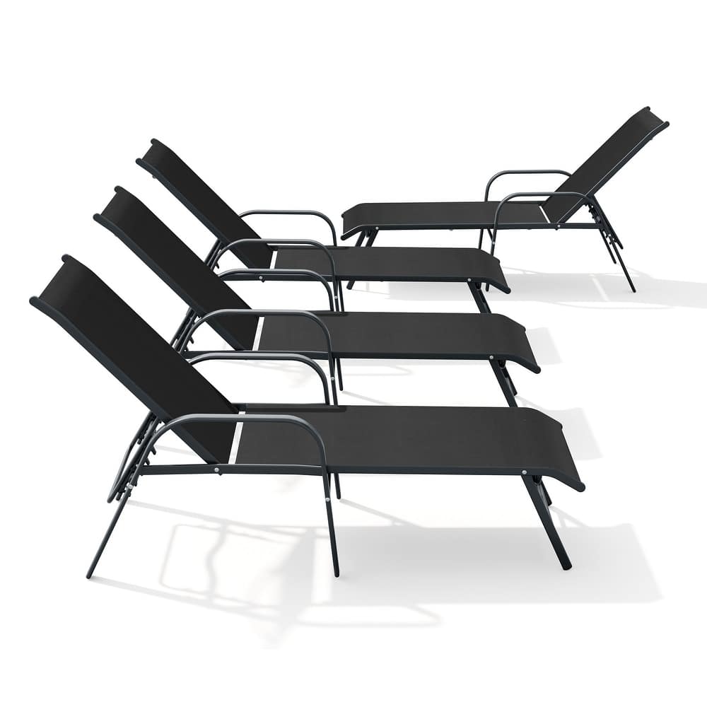 Crestlive Products Outdoor Aluminum Chaise Lounge Chair with Adjustable Backrest