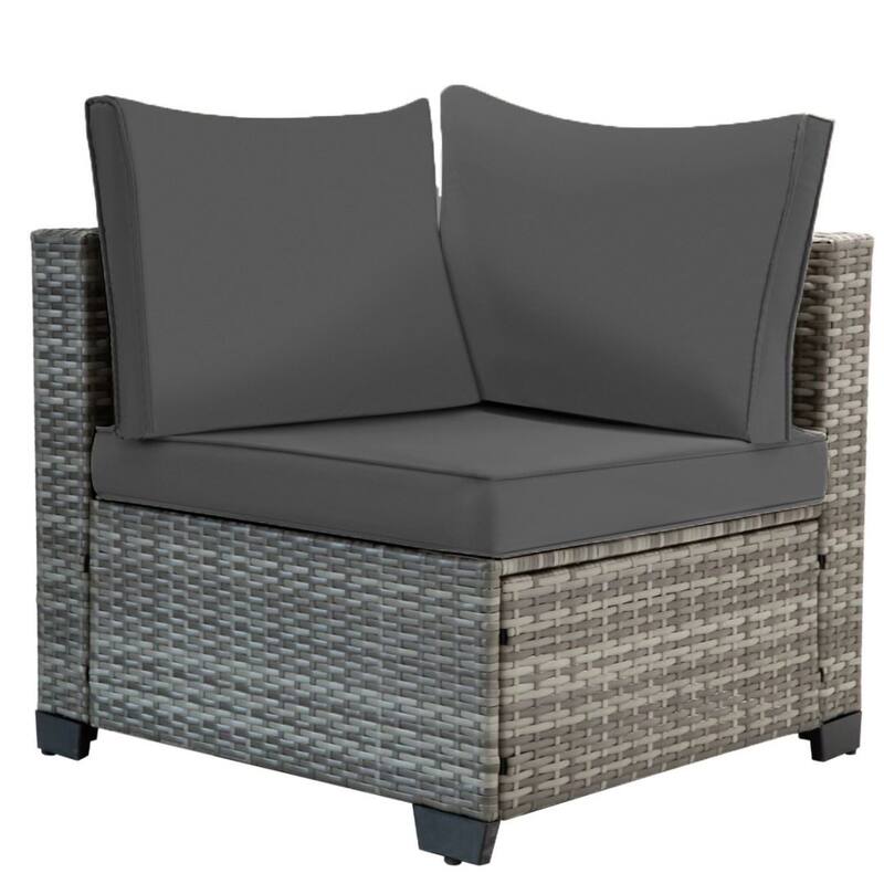 7-PC Wicker Patio Conversation Set with Brown Cushions, 6 sofas, 1 table