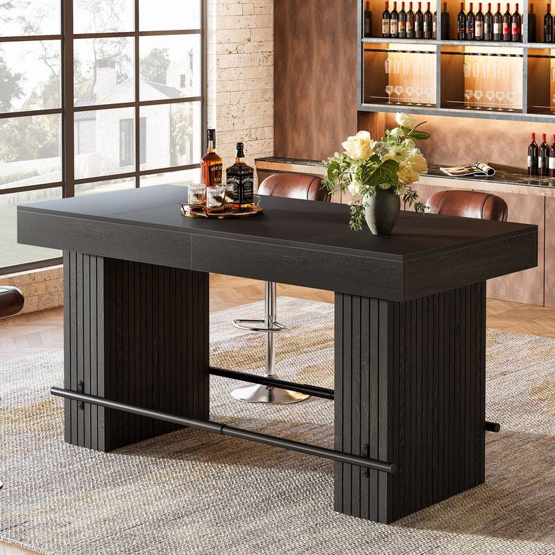 63-Inch Dining Table with Footrest and Large Table Top, Kitchen Island Table - 31.5"D x 62.99"W x 35.43"H