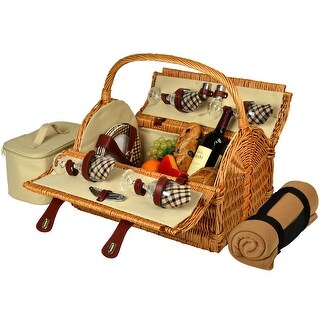 London Picnic at Ascot Cheshire Basket for 2 with Coffee Set and Blanket 