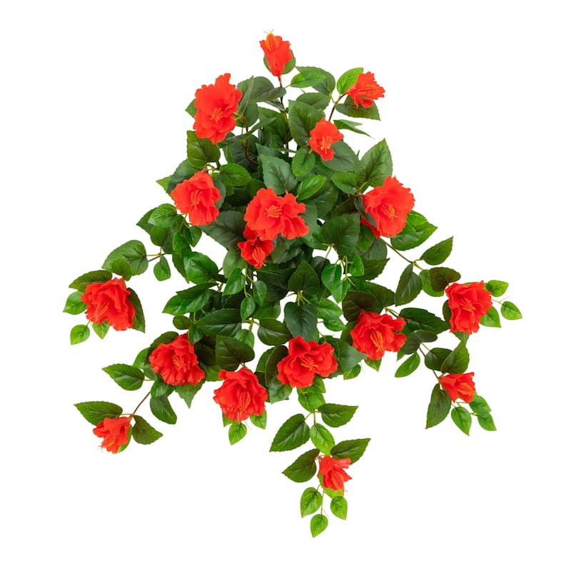 24-in UV Resistant Artificial Hibiscus Hanging Plant - Set of 2