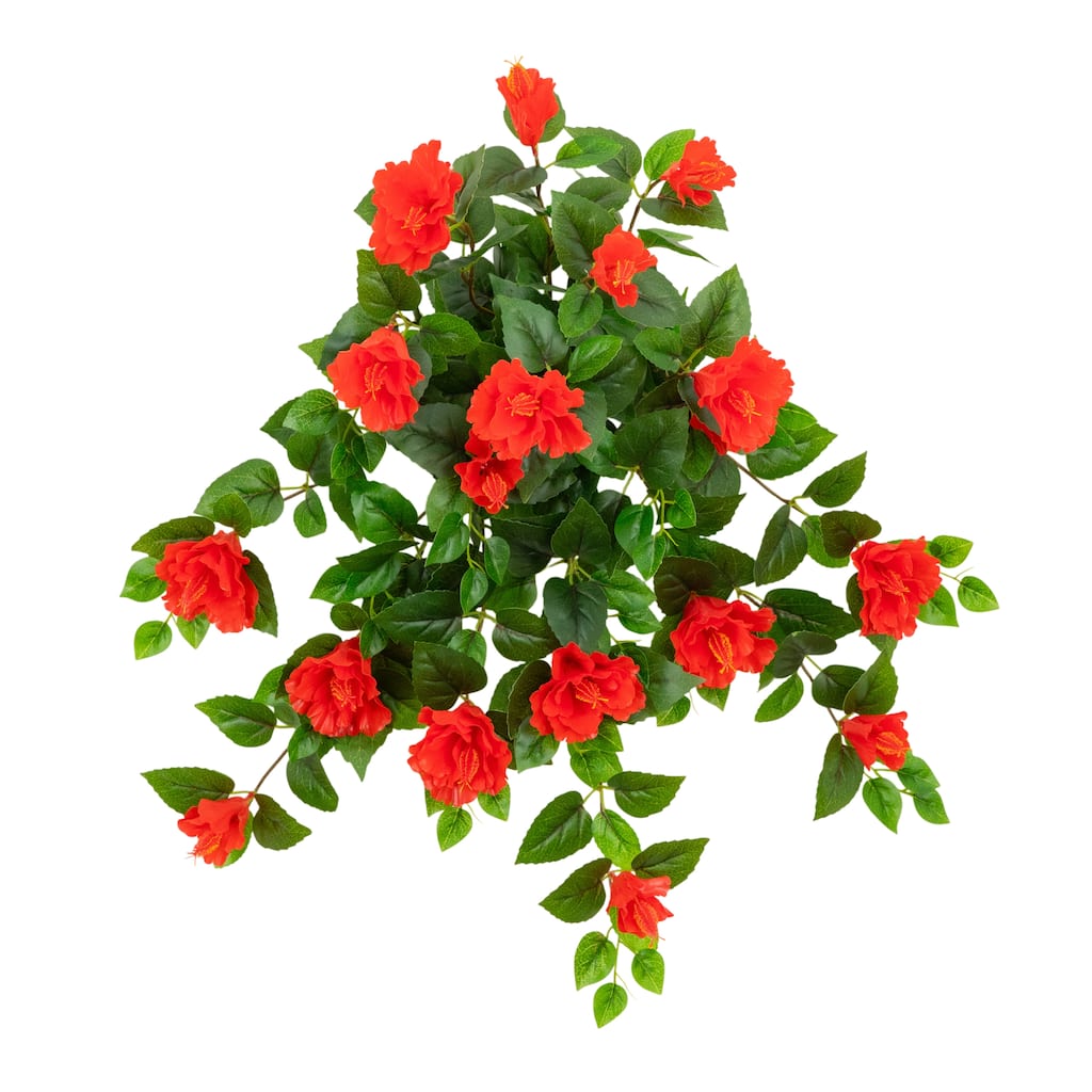 24-in UV Resistant Artificial Hibiscus Hanging Plant - Set of 2