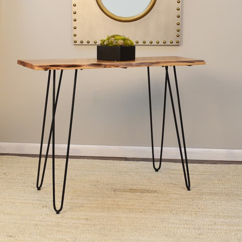 Carolina Living Seti Live Edge Console Table - Natural Top - Black Base