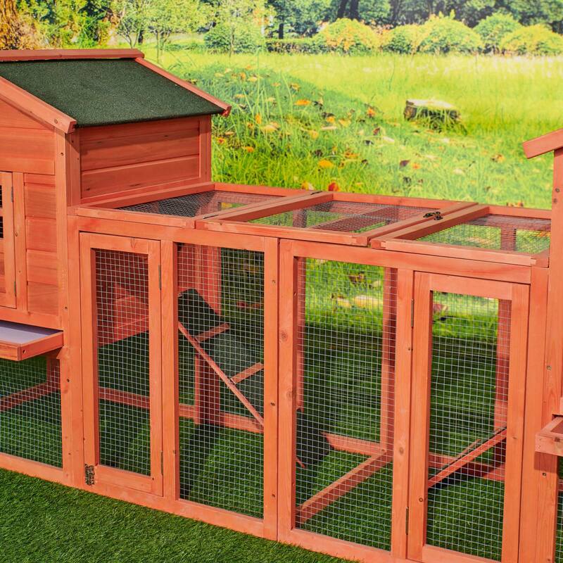 Chicken Coop Duplex with Outdoor Run,Easy To Assemble