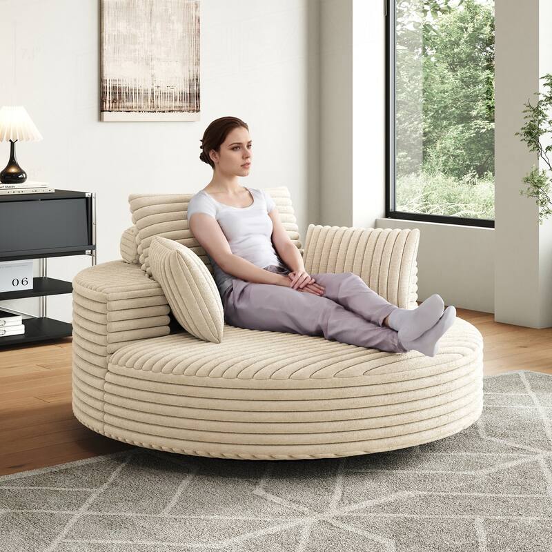 Comfortable Corduroy Foam Swivel Chair for Various Rooms, Enhancing Relaxation