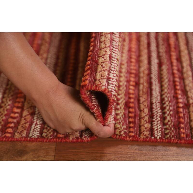 Modern Gabbeh Oriental Runner Rug Handmade Wool Carpet - 2'7"x 12'2"