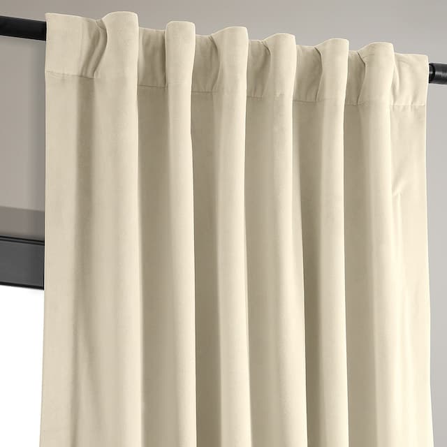 Exclusive Fabrics Signature Light Beige Velvet Curtain (1 Panel)