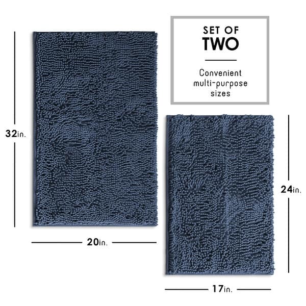 dimension image slide 26 of 34, Hearth & Harbor Non-Slip Super Plush Chenille Bathroom Rugs