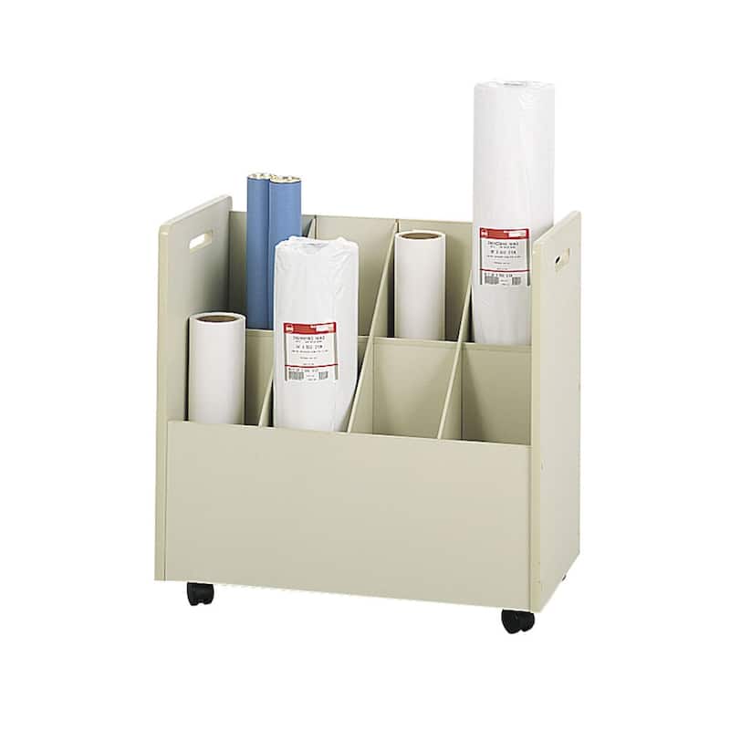 8-Compartment Mobile Roll File Large Document Organizer - Tan - Legal