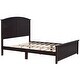 preview thumbnail 1 of 30, Farmhouse Wooden Platform Full Size Bed With Curl Design Headboard And Footboard For Teenager, Espresso Queen